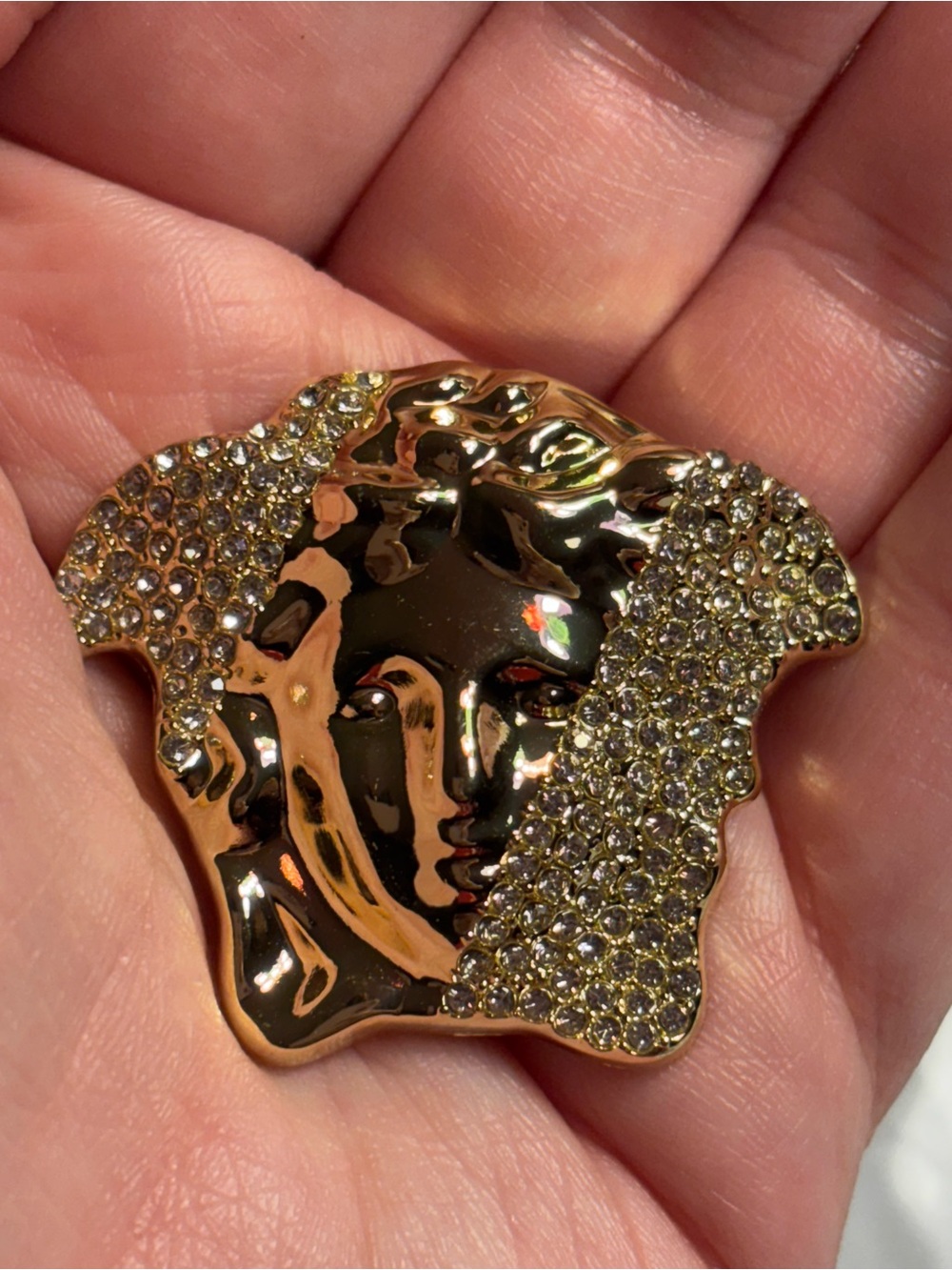 Brand New Gold Tone Crystal Medusa Brooch - Women Jewelry